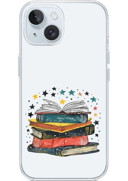 Apple Iphone 13 Uyumlu Kitap Yıldızları Desenli Silikon Kılıf