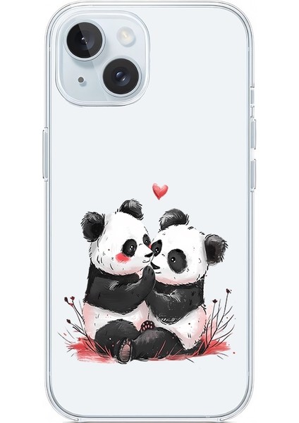 Apple Iphone 13 Uyumlu Aşık Pandalar Desenli Silikon Kılıf