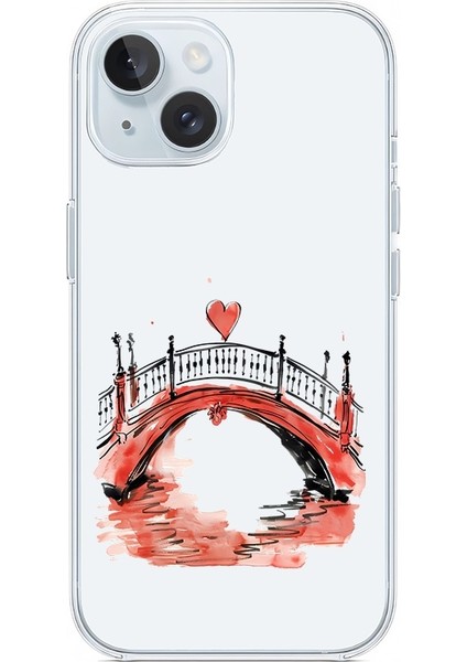 Apple Iphone 15 Uyumlu Aşk Köprüsü Desenli Silikon Kılıf