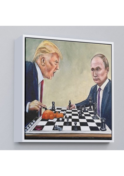 Çerçeveli Donald Trump - Vladimir Putin Santranç Oynarken TABLOSU-8316 fırsatları