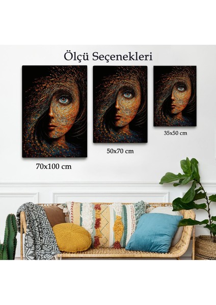 Çerçeveli Mavi Gözlü Soyut Kadın TANLOSU-8008