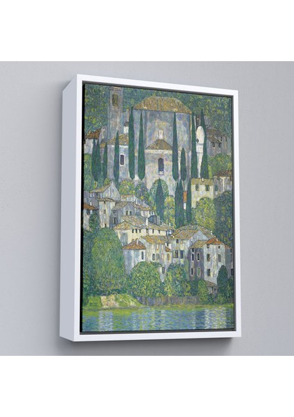 Çerçeveli Gustav Klimt - Cassone'deki Kilise Selvili Manzara TABLOSU-8095 fırsatları