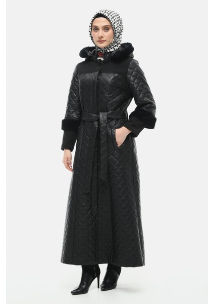 Siyah Kaşe Mixli Çıkarılabilir Kapişonlu Kapitone Kaban 2513099 fiyatları