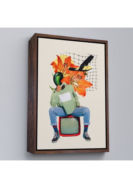 Çerçeveli Ördek Kafalı Insan Pop Art TABLO-8017