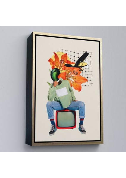 Çerçeveli Ördek Kafalı Insan Pop Art TABLO-8017