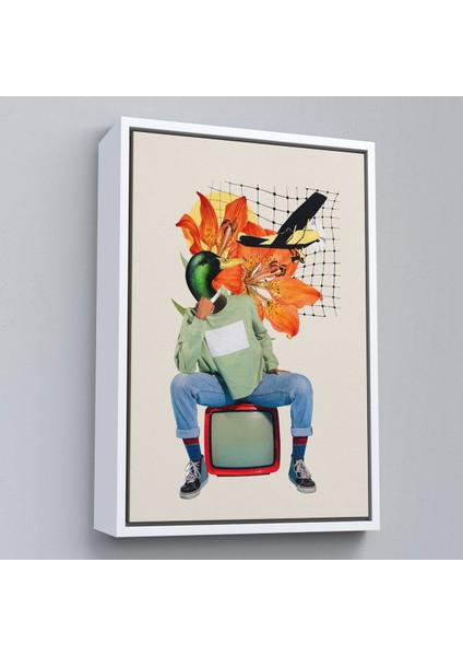 Çerçeveli Ördek Kafalı Insan Pop Art TABLO-8017