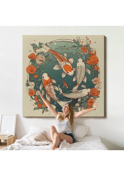 Yüzen Koi Balıkları TABLOSU-8347 indirimleri