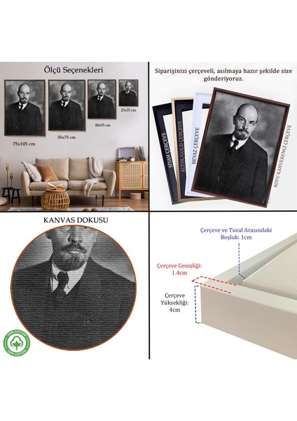 Çerçeveli Sovyet Lideri Vladimir Lenin TABLO-7944