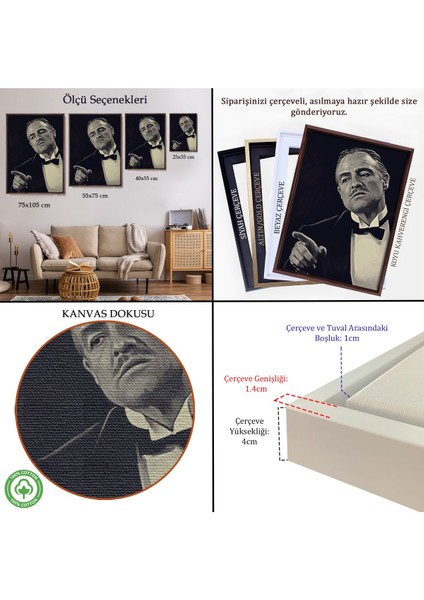 Çerçeveli Godfather Mafya Film TABLO-7716 indirimleri