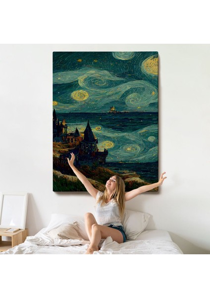 Vincent Van Gogh Tarzı Dalgalı Deniz TABLOSU-7689 indirimleri