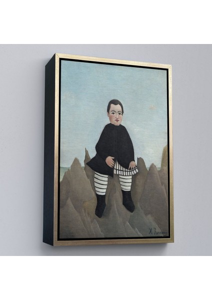Çerçeveli Henri Rousseau - Kayaların Üzerindeki Çocuk Tablosu - Boy On The ROCKS-8083