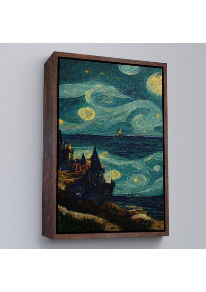 Çerçeveli Vincent Van Gogh Tarzı Dalgalı Deniz TABLOSU-7689