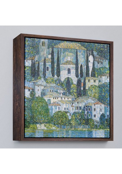 Çerçeveli Gustav Klimt - Cassone’deki Kilise Selvili Manzara TABLOSU-8345