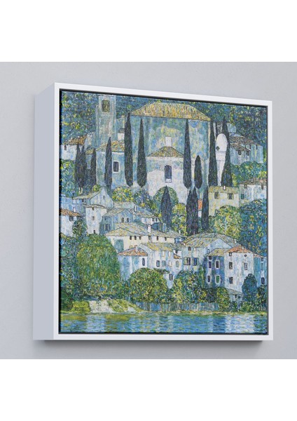 Çerçeveli Gustav Klimt - Cassone’deki Kilise Selvili Manzara TABLOSU-8345 fırsatları