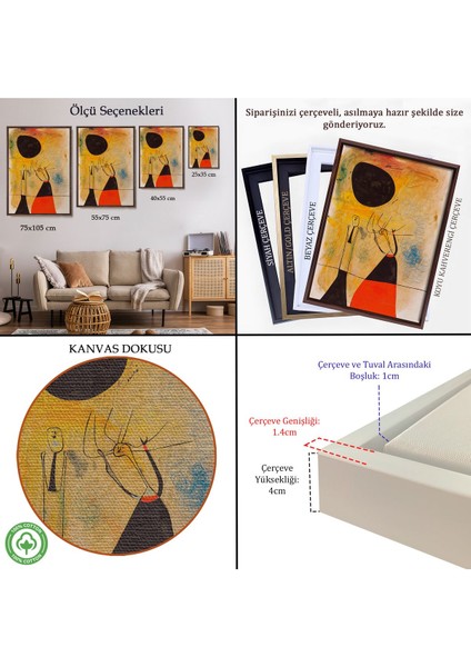 Çerçeveli Joan Miro - Deux Şahsiyetler TABLOSU-8110