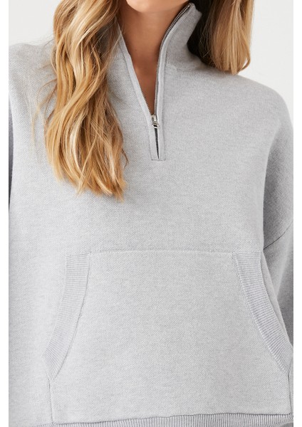 F21 Yarım Yaka Sweatshirt
