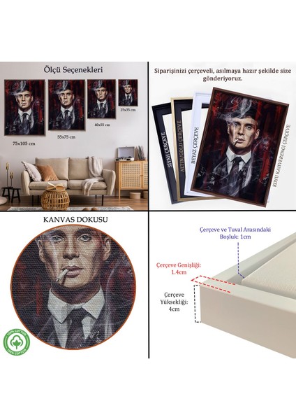 Çerçeveli Thomas Shelby - Tommy Shelby TABLO-7842 indirimleri