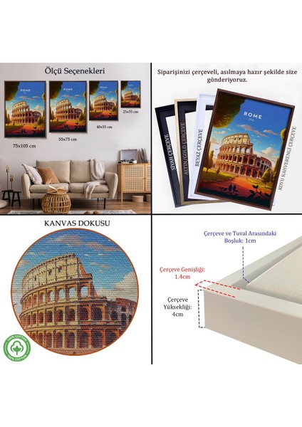 Çerçeveli Roma Italya Kolezyum TABLO-7701 indirimleri