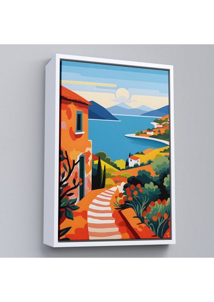 Çerçeveli Pastel Minimalist Deniz Manzarası TABLO-7672 fırsatları