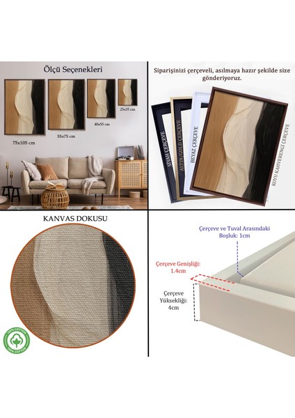 Çerçeveli Kumaş Desenli Dekoratif TABLO-7596 indirimleri