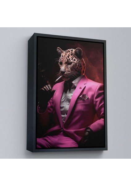 Çerçeveli Sigara Içen Pembe Leopar TABLO-7974