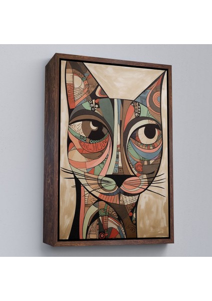 Çerçeveli Desenli Kedi TABLOSU-7901