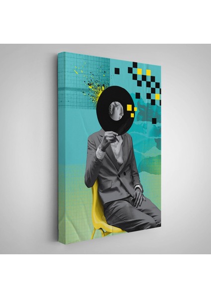 Çerçeveli Plak Kafalı Adam Pop Art TABLOSU-7877