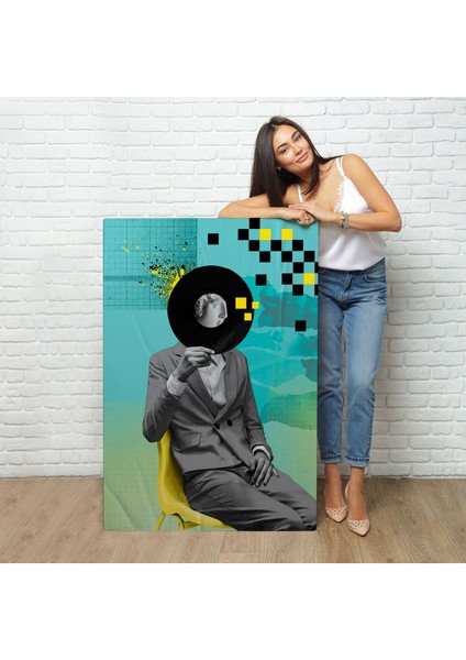Çerçeveli Plak Kafalı Adam Pop Art TABLOSU-7877 fiyatları