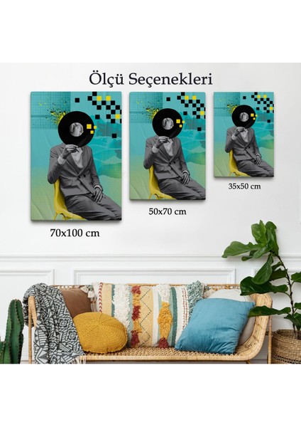Çerçeveli Plak Kafalı Adam Pop Art TABLOSU-7877 modelleri