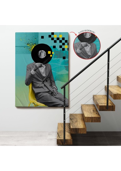 Çerçeveli Plak Kafalı Adam Pop Art TABLOSU-7877 fırsatları