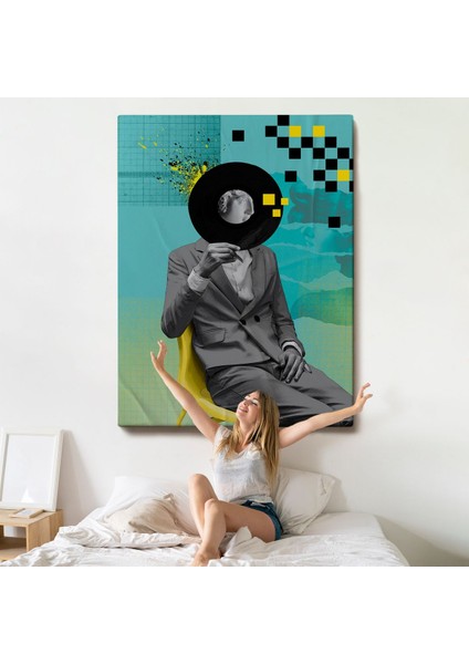 Çerçeveli Plak Kafalı Adam Pop Art TABLOSU-7877 indirimleri