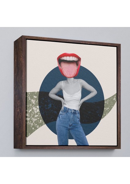 Çerçeveli Kot Pantolonlu Gülümseyen Kadın TABLOSU-8366 fiyatları