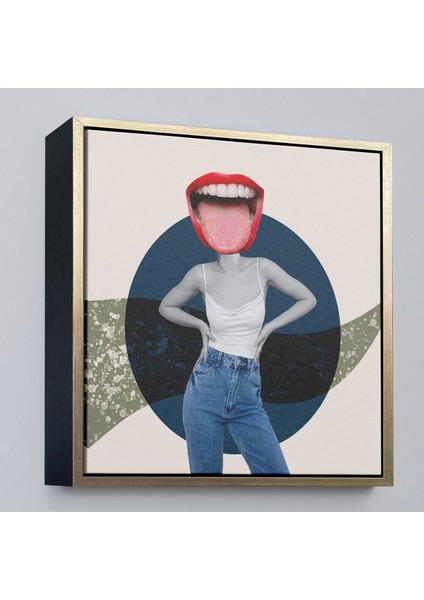 Çerçeveli Kot Pantolonlu Gülümseyen Kadın TABLOSU-8366 modelleri
