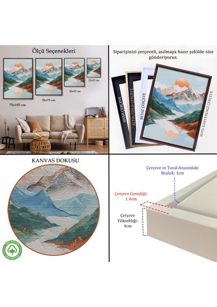 Çerçeveli Dağların Arasındaki Güneş Manzarası TABLO-7617 indirimleri