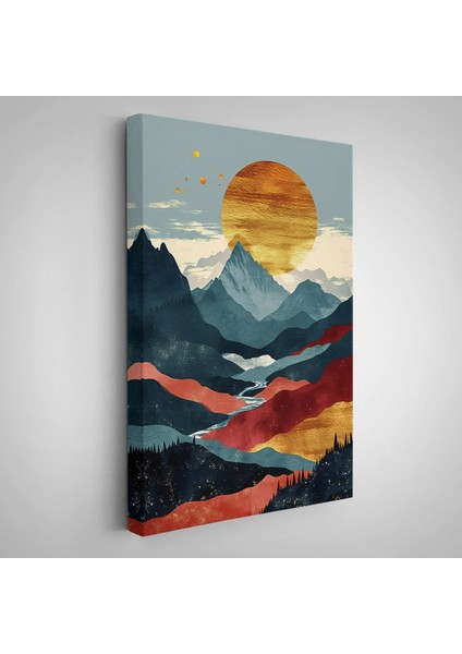 Çerçeveli Dağların Üstündeki Güneş Manzarası TABLO-7649