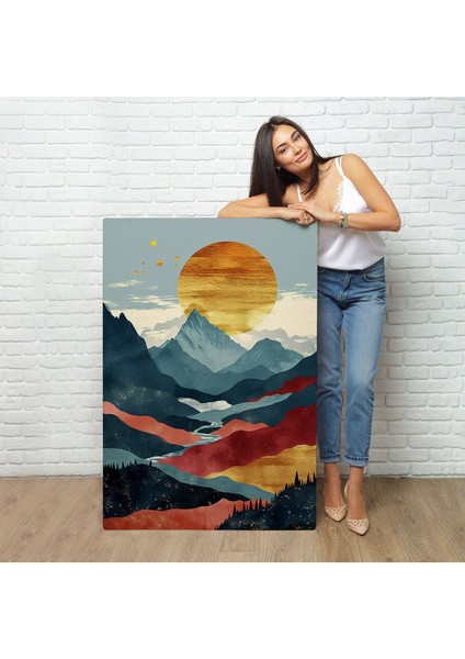 Çerçeveli Dağların Üstündeki Güneş Manzarası TABLO-7649 fiyatları