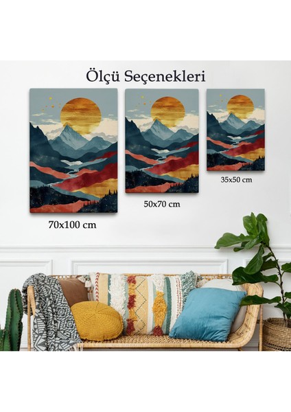 Çerçeveli Dağların Üstündeki Güneş Manzarası TABLO-7649 modelleri
