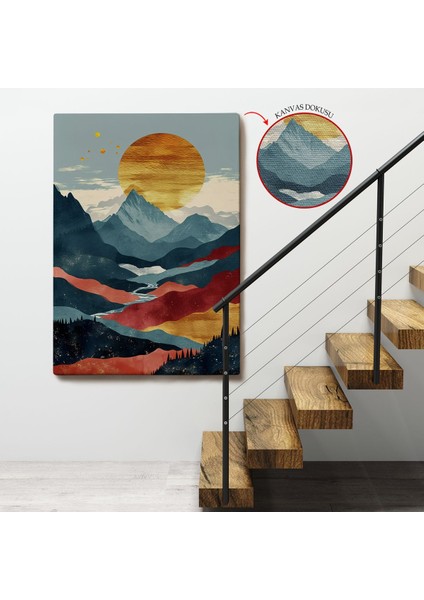 Çerçeveli Dağların Üstündeki Güneş Manzarası TABLO-7649 fırsatları