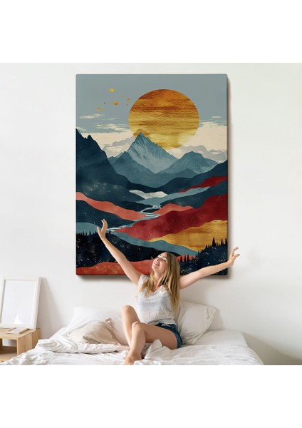 Çerçeveli Dağların Üstündeki Güneş Manzarası TABLO-7649 indirimleri