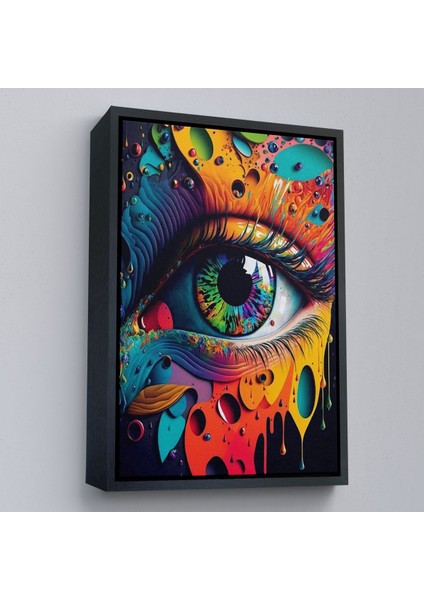Çerçeveli Renkli Soyut Göz TABLOSU-7691