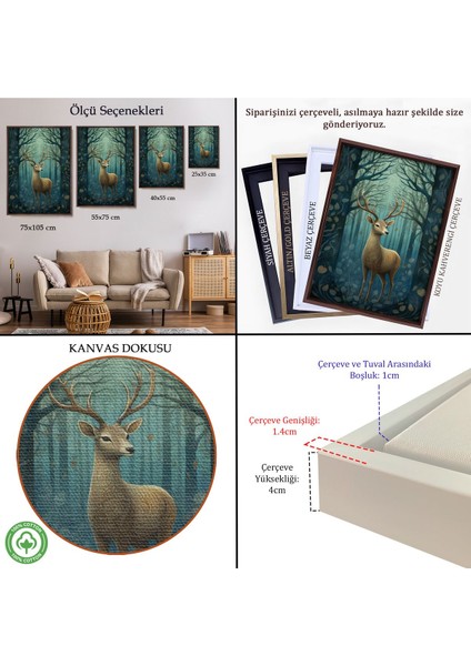 Çerçeveli Suluboya Geyik TABLOSU-7524 indirimleri