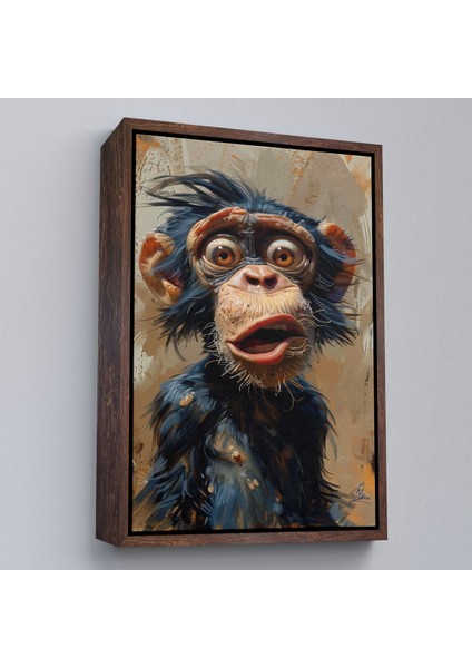 Çerçeveli Şaşkın Şempanze TABLOSU-7881