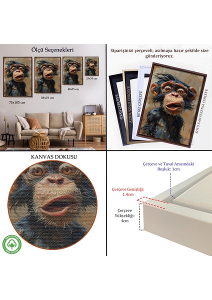 Çerçeveli Şaşkın Şempanze TABLOSU-7881 indirimleri