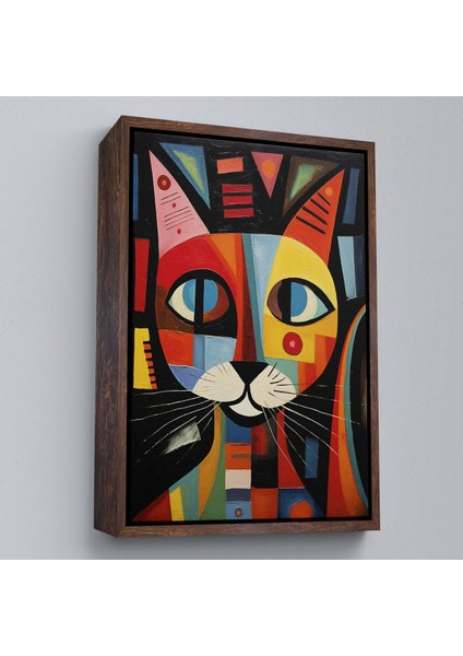 Çerçeveli Pablo Picasso Tarzı - Soyut Renkli Kedi TABLO-7374