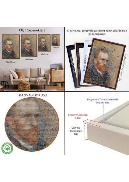 Çerçeveli Vincent Van Gogh - Portre TABLO-7463 indirimleri