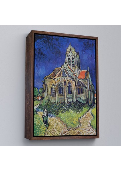 Çerçeveli Vincent Van Gogh Auvers'deki Kilise TABLOSU-7445