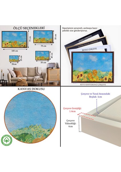 Çerçeveli Vincent Van Gogh - Ayçiçekleri TABLO-7153