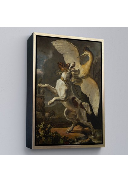 Çerçeveli Abraham Hondius - Kuşa Saldıran Köpek Tablo - Dog Fighting A HERON-7281 fiyatları
