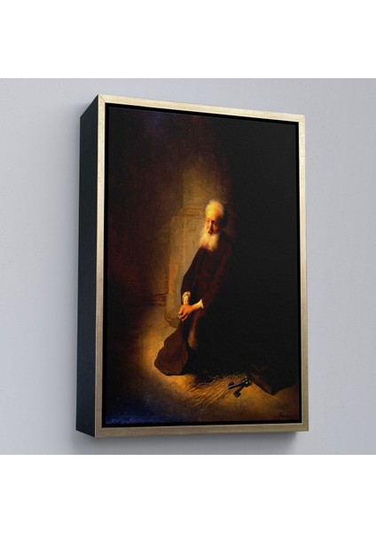 Çerçeveli Rembrandt Van Rijn - Hapishanedeki Havari Aziz Peter Diz Çökmüş TABLO-7410