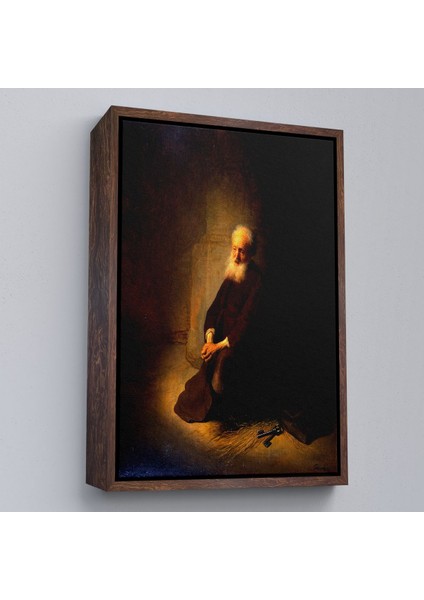 Çerçeveli Rembrandt Van Rijn - Hapishanedeki Havari Aziz Peter Diz Çökmüş TABLO-7410